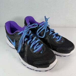 Nike 'Revolution 2' Size 8 Black Purple Blue Sneakers Running Walking Shoes